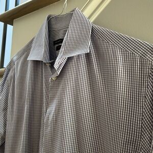 John Varvatos blue & lilac checked button down